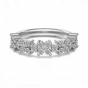 Bague en Argent Sterling S925 pour Femme Zirconia Étincelant Étoile Incrustation Pavé Bijoux de Mode Géométriques Élégants Cadeau