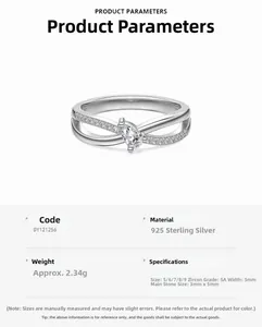 Detailed specs of S925 sterling silver pear-shaped zircon ring with cross hollow design