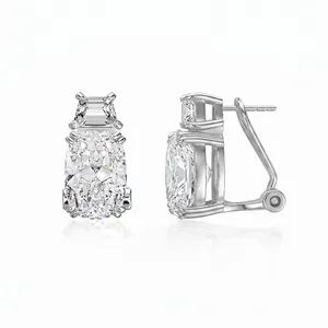 Boucles d'Oreilles Clous en Argent Sterling 925 avec Zirconia pour Femmes Coupe Glace Carrée Bijoux de Mariage