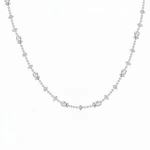 Collier Chaîne à Billes en Argent Sterling 925 pour Femme Pendentif Fleur Délicat Chaîne de Clavicule Bijoux Minimalistes