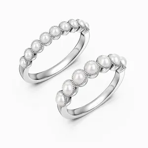 French Style 925 Sterling Silver Artificial Pearl Row Ring Minimalist Gold Silver Plated Elegant Fashion Finger Jewelry For Women