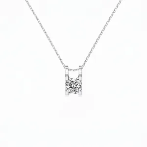 925 Sterling Silver Pendant Necklace For Women Round Solitaire Zirconia Chain Necklace Wedding Banquet Elegant Commuting Jewelry