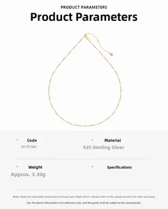 Détail du collier chaîne à billes en argent 925 de 3,30g avec fermoir réglable et finitions