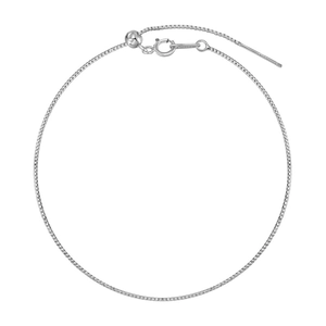 Adjustable S925 sterling silver box chain bracelet with sliding clasp and polished finish