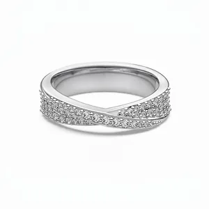 925 Sterling Silver Cross Over Infinity Ring For Women Luxury Fashion Jewelry Zirconia Pave Inlaid Electroplated Ring