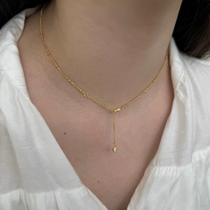 Collier minimaliste en argent sterling S925 plaqué or avec un seul pendentif en zircon