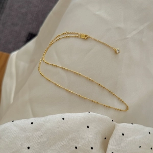 Collier chaîne satellite en argent S925 plaqué or 18K avec pendentif en zircon unique