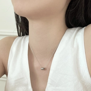 Elegant S925 sterling silver cylinder necklace with sparkling pavé cubic zirconia