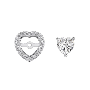 Macro shot of S925 sterling silver heart earring components with sparkling pavé cubic zirconia