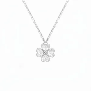 925 Sterling Silver Four Leaf Clover Necklace For Women Heart Shaped Pendant Clavicle Chain Minimalist Jewelry Gift