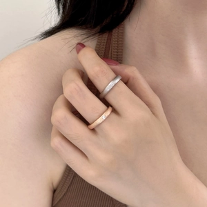 Minimalist S925 sterling silver rings with frosted finish and cubic zirconia inlay