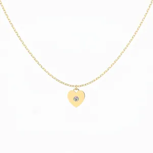 Collier Pendentif Coeur en Argent Sterling 925 pour Femme Bijoux Minimalistes Incrustés de Zirconia Plaqué Or