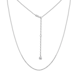 Elegante collar de plata de ley S925 con cuentas de doble brillo y cierre ajustable