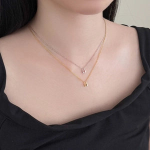 Elegant S925 sterling silver layered necklace with heart lock pendant in gold and silver