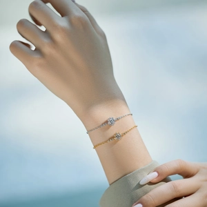 Eleganti bracciali in argento sterling S925 con ciondolo a fiocco e pietre di zircone