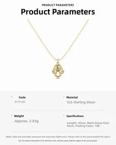 Details zur S925 Silber Mädchen Halskette mit 4mm Rundstein und 18K Gold Beschichtung