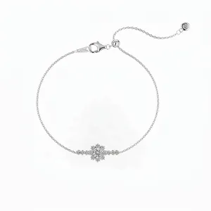 Elegante Bracciale Fiocco di Neve in Argento Sterling 925 per Donna Semplice Bracciale a Catena Regolabile con Strass di Lusso Leggero