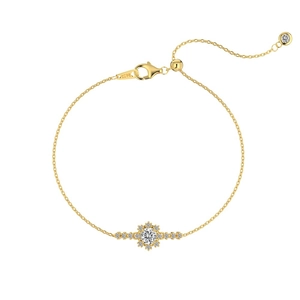 Elegante bracciale in argento S925 dorato con ciondolo a fiocco e pietra bianca