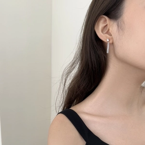 Exquisite S925 sterling silver tassel earrings with zircon studs for a modern French style