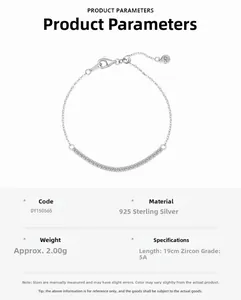 Detail view of S925 sterling silver chain bracelet with 5A cubic zirconia stones
