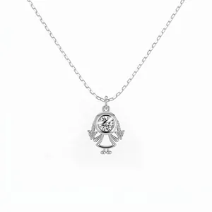 925 Sterlingsilber Süßes Mädchen Anhänger Halskette Strass Eingelegt O-Kette Choker Damen Mode Schmuck Geburtstag Geschenk