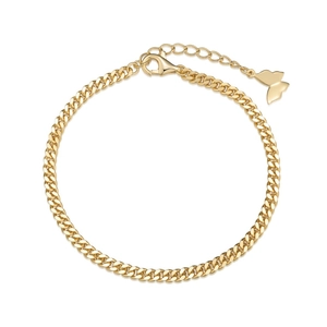 Elegant gold S925 sterling silver chain bracelet with a butterfly charm pendant