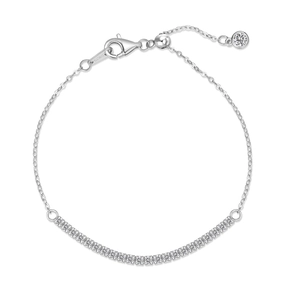 Elegant S925 sterling silver smile bracelet featuring shimmering cubic zirconia rows