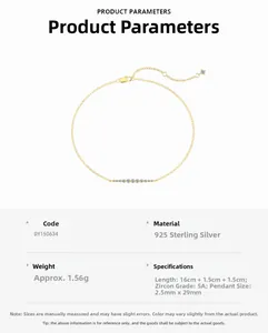 Specifiche dettagliate delle dimensioni per un bracciale in argento S925 dorato con zirconi