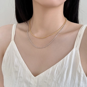 Set di collane a sfere minimaliste in argento sterling S925 in finiture oro e argento