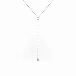 925 Sterling Silver Y-Shape Lariat Necklace For Women Rhinestone Round Pendant Electroplated Light Luxury Minimalist Clavicle Chain Jewelry