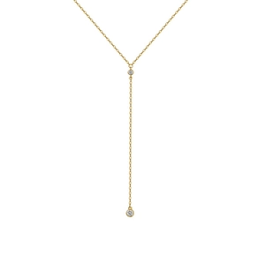 Minimalist S925 sterling silver Y-shaped necklace with sparkling round-cut clear zircons