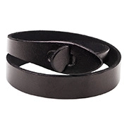 Bracciale minimalista in pelle nera con design a strati e finitura lucida sottile