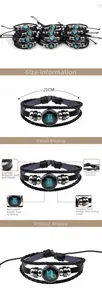 Detail van de 21cm lederen sterrenbeeld armband met verstelbaar gevlochten touw