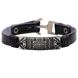 Vintage Mehrlagiges Geflochtenes Lederarmband Antike Bronze Legierung Kreuz Blatt Anhänger Punk Stil Schmuck Für Herren Damen