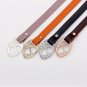 Hollow honeycomb metal buckle leather wrap bracelets in pink, orange, black and coffee