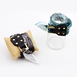 Multifunctional paisley and floral print scarf bracelets with gold rivets and leather details