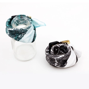 Elegant paisley silk scarf watch strap with gold buckle and leather connectors