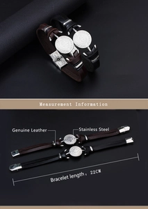 Detail view of nautical leather bracelets featuring a 22cm stainless steel anchor charm