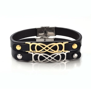 Infinity Symbol Genuine Leather Bracelet With Stainless Steel Magnetic Clasp For Men Women Minimalist Geometric Jewelry Gift
