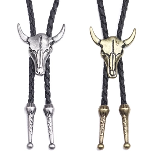 Western Cowboy Bolo Krawatte Retro Legierung Stierkopf Stern Anhänger Geflochtenes Rindsleder Verstellbare Halskette Schmuck