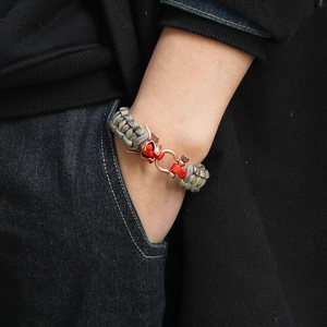 Bracelet paracorde fait main pour hommes avec boucle en cuivre en U et tissage tactique