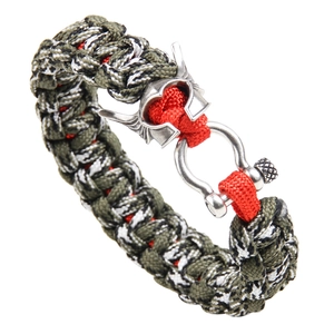 Bracelet tactique en paracorde avec boucle casque de soldat et manille réglable en U