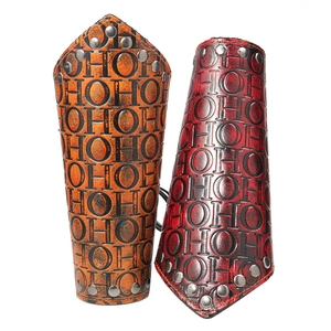 Punk Echtes Rindsleder Armschienen Geprägtes Alphabet Muster Mit Metallnieten Vintage Schnürung Armschutz Für Damen Herren
