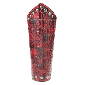 Punk-Lederarmband in Rot und Schwarz mit HOHO-Prägung und silbernen Metallnieten