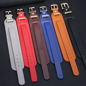 Women's Wide PU Leather Bracelet With Alloy Gold Plated Pin Buckle Adjustable Saffiano Texture Wrap Bangle Jewelry