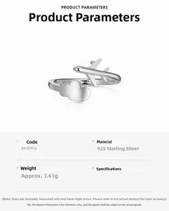 Detail showing the polished 925 sterling silver ring with plane and cloud motif