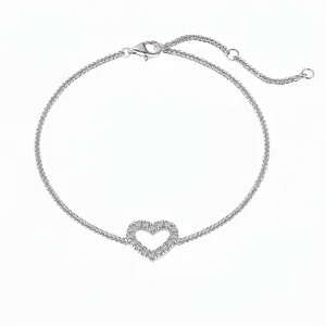 S925 Sterling Silver Heart Bracelet For Women Elegant Rose Gold Plated Pave Zirconia Adjustable Chain Minimalist Jewelry Gift