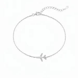 Bracciale Pendente a Forma di Aereo in Argento Sterling 925 per Donna Bracciale a Catena Regolabile con Intarsio di Zirconia