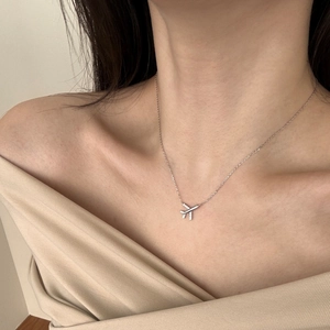 Detail van de S925 sterling zilveren vliegtuig hanger met zirkoon op een fijne ketting