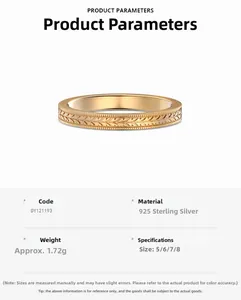 Detail view of 18K gold S925 silver ring with engraved wheat leaf pattern texture